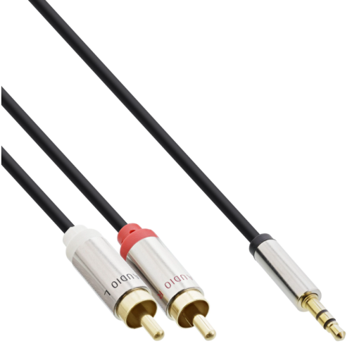 Inline Slim Audio Klinke 3,5mm ST an 2x Cinch ST, 2m Kabel 7033-33B44-48